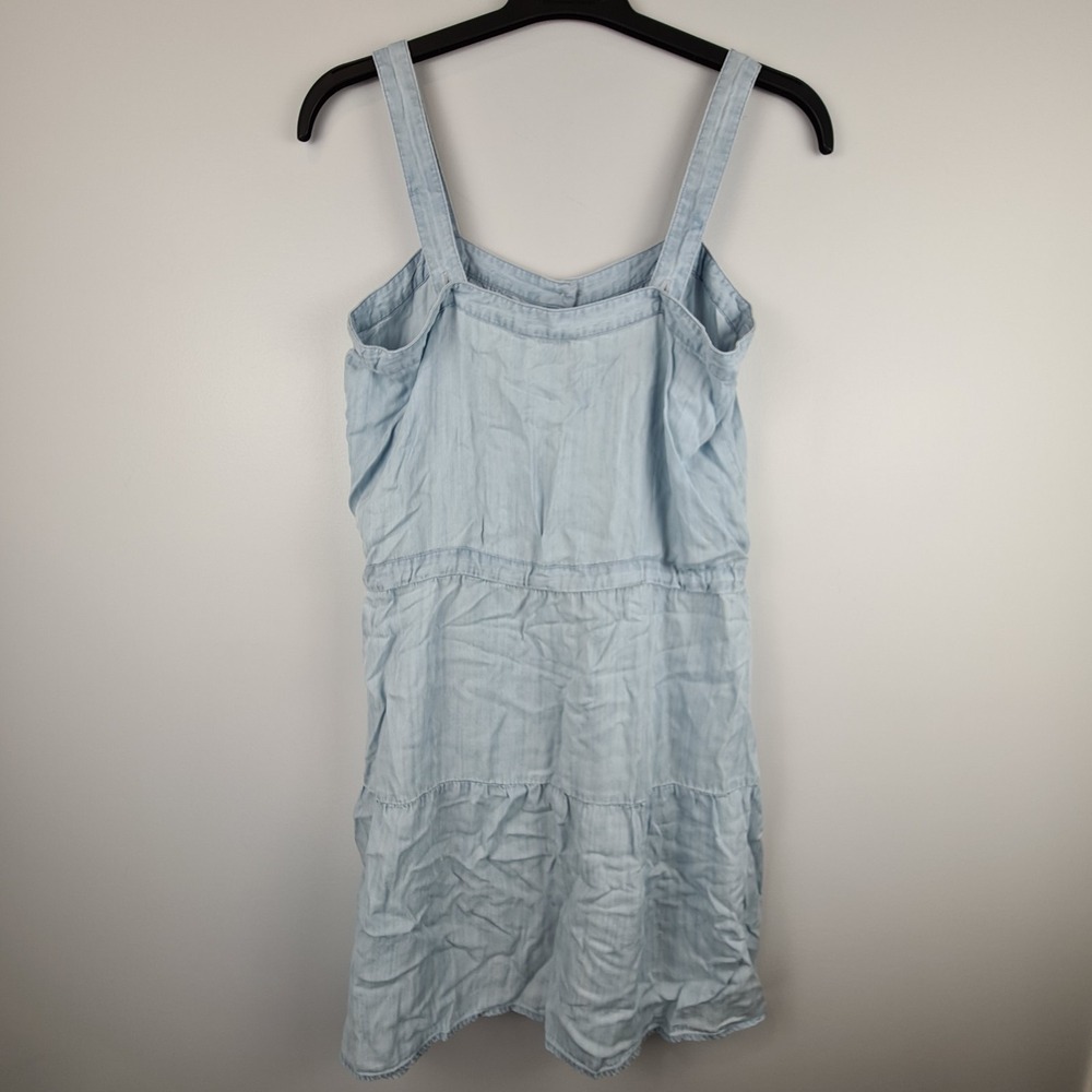 7 For All Mankind Light Blue Chambray Denim Women' Dress Large Boho Adjustable - Picture 6 of 7
